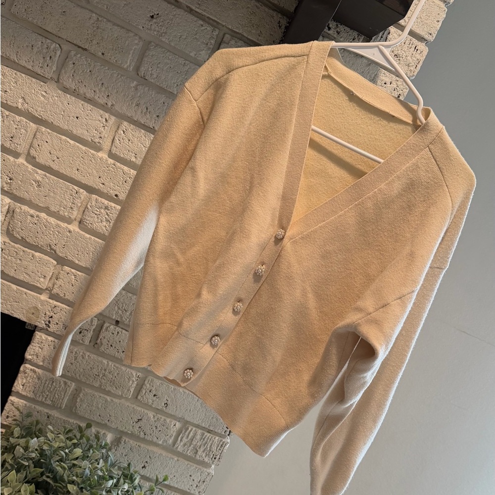 Zara Cream Button-Up Cardigan